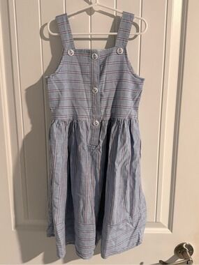 Sperry Girls Blue Striped Sundress Anchor Button Dress Size 8